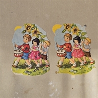 boern-dreng-tromme-solsikker-pige-floejte-gamle-glansbilleder-i-gammelt-glansbilledalbum